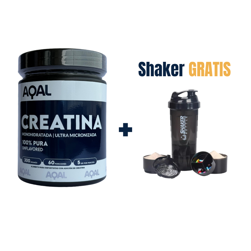 Pack Creatina Monohidratada AQAL + Shaker Gratis