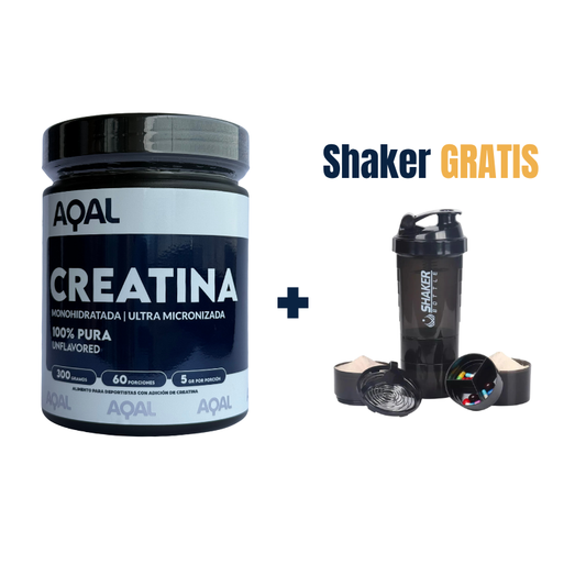 Pack Creatina Monohidratada AQAL + Shaker Gratis